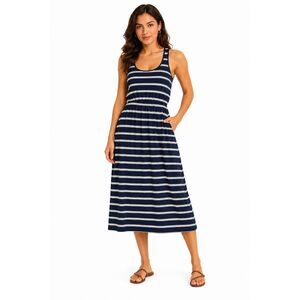 MICHAEL STARS Women’s Navy White Striped Racerback Midi Dress OS